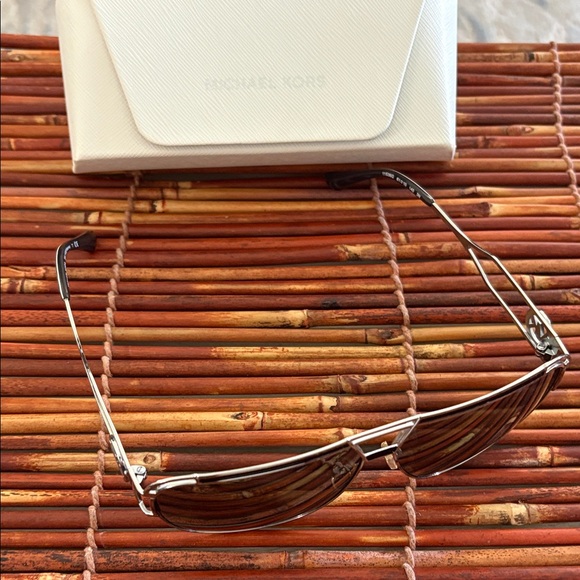 Michael Kors Silver Frame Sunglasses with Dark Lenses Comes With Case